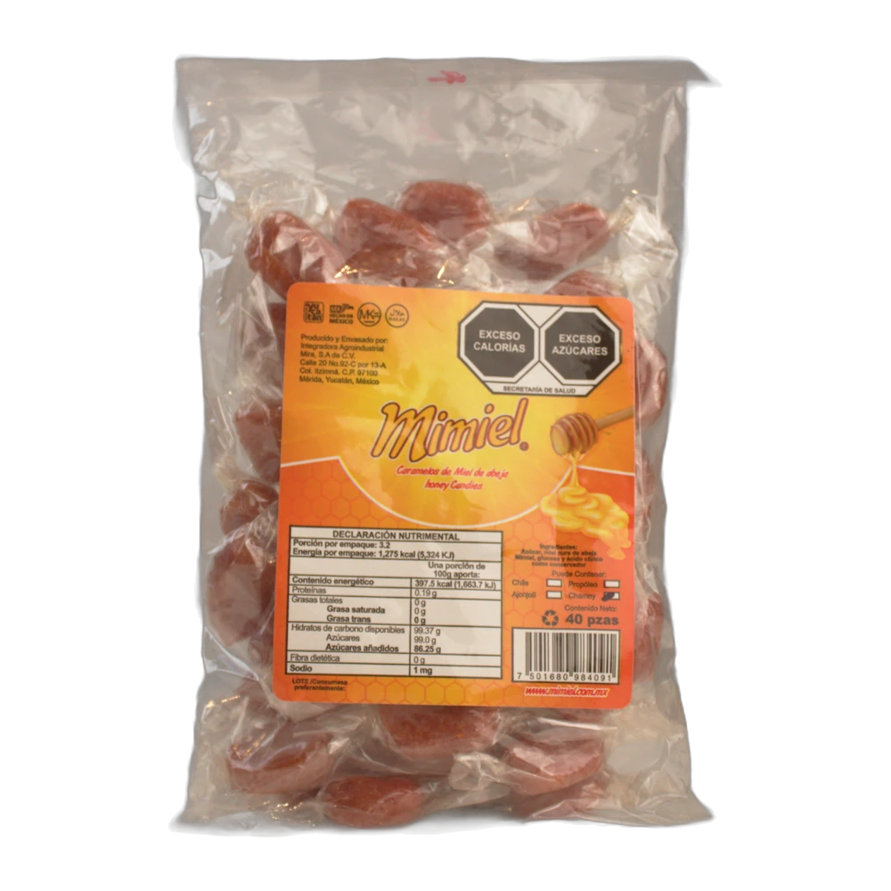 Caramelo de Miel y Ajonjolí 40 pzas — 40 caramelos de miel de abeja con ajonjolí. Tradición yucateca. (Dulcería, Mimiel Yucatán)