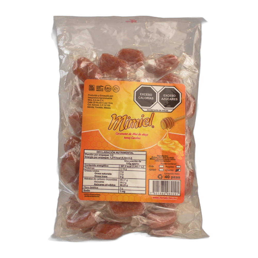 Caramelo de Miel y Chile 40 pzas — 40 caramelos de miel de abeja con chile. El sabor dulce-picoso que encanta. (Dulcería, Mimiel Yucatán)