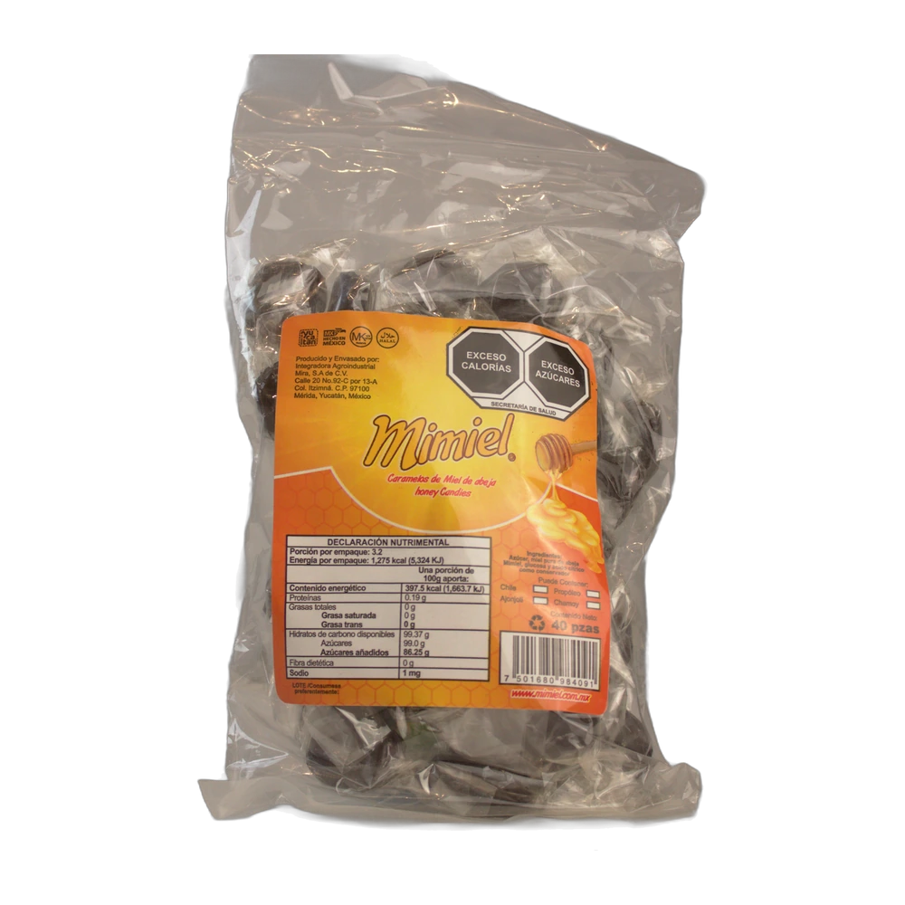 Caramelo de Propóleo 40 pzas — 40 caramelos de miel con propóleo. Buenos para la garganta. (Dulcería, Mimiel Yucatán)