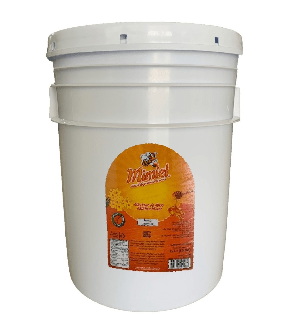Cubeta Miel Mimiel 25kg — Cubeta de 25kg de miel pura. Ideal para distribuidores y mayoristas. (Mieles, Mimiel Yucatán)