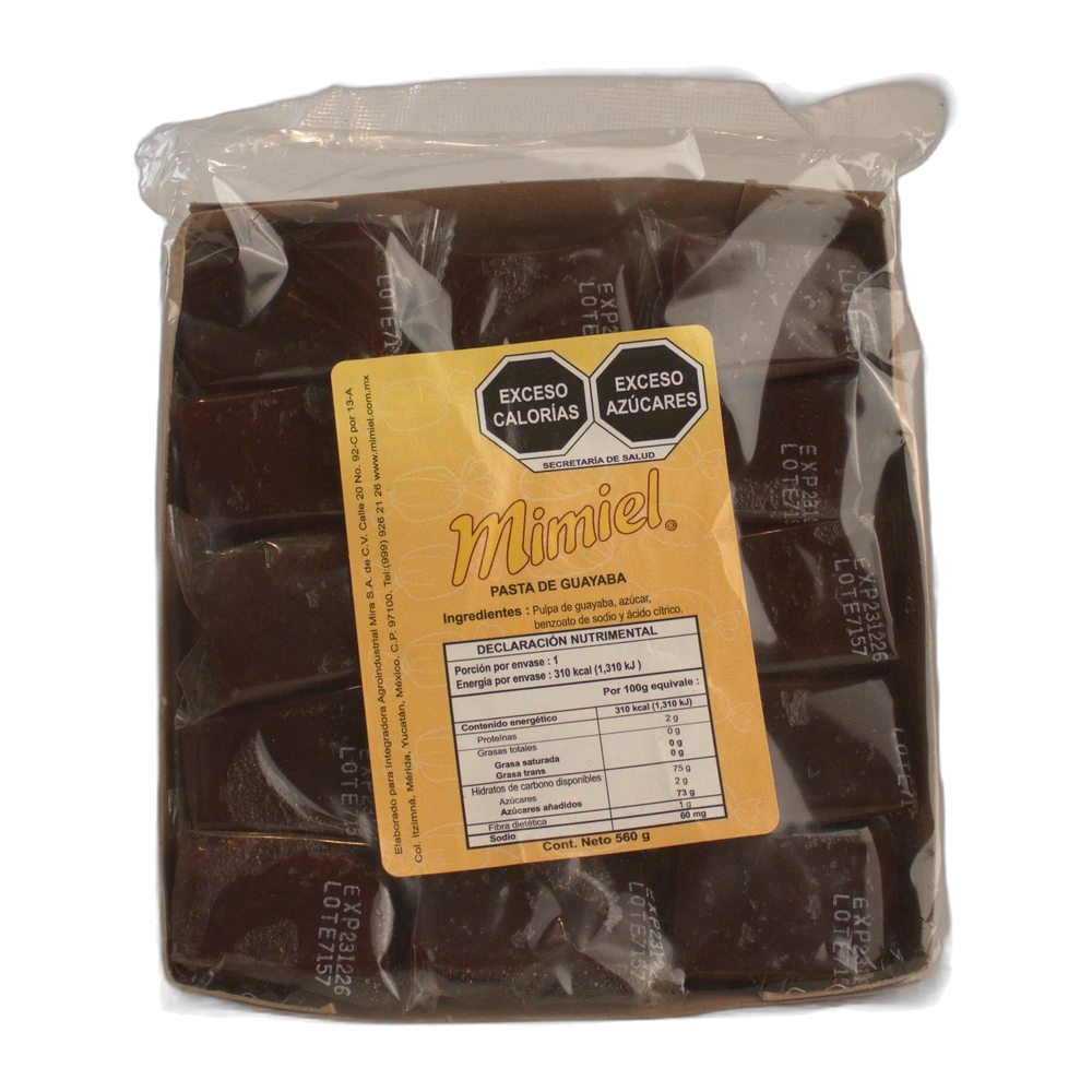 Pasta de Guayaba — Pasta de guayaba 100g endulzada con miel natural. Postre tradicional. (Dulcería, Mimiel Yucatán)