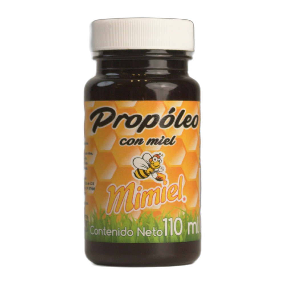 Propóleo con Miel — 110ml de propóleo mezclado con miel de abeja. Para la garganta y defensas. (Línea Medicinal, Mimiel Yucatán)