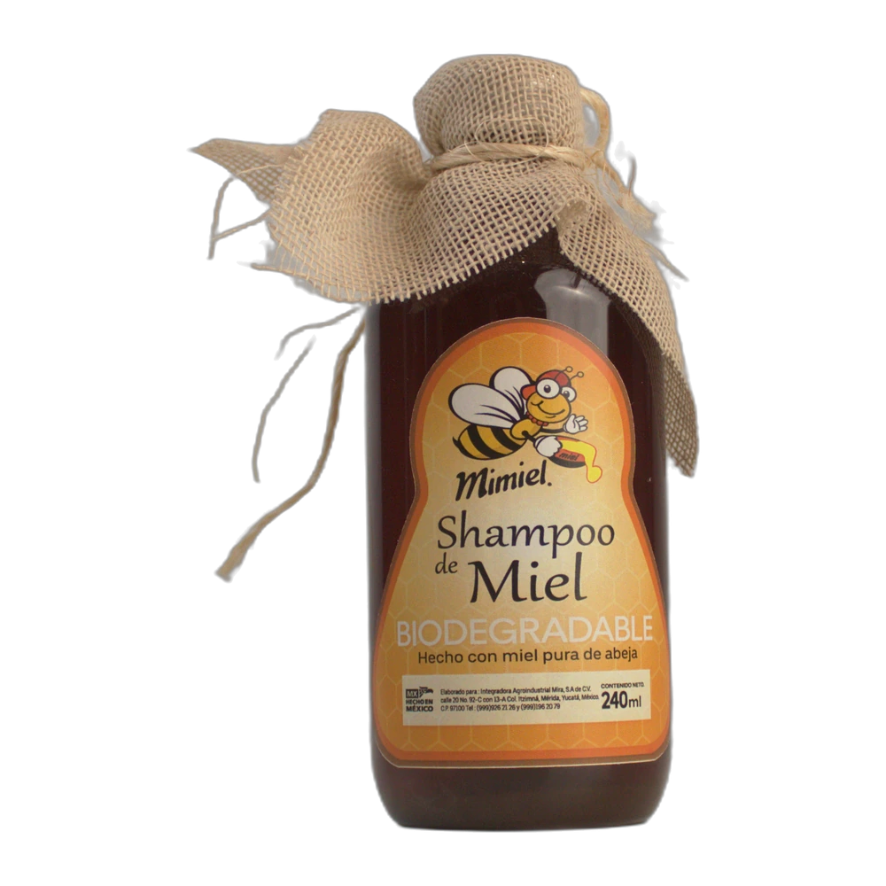 Shampoo a Base de Miel — Shampoo de 240 ml a base de miel natural. Para cabello brillante y suave. (Línea de Belleza, Mimiel Yucatán)