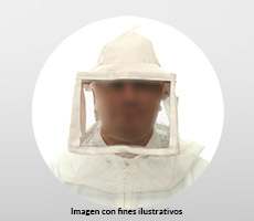 Velo con Gorro — Velo de vinil con malla de plástico y gorro integrado. Protección esencial. (Equipo Apícola, Mimiel Yucatán)